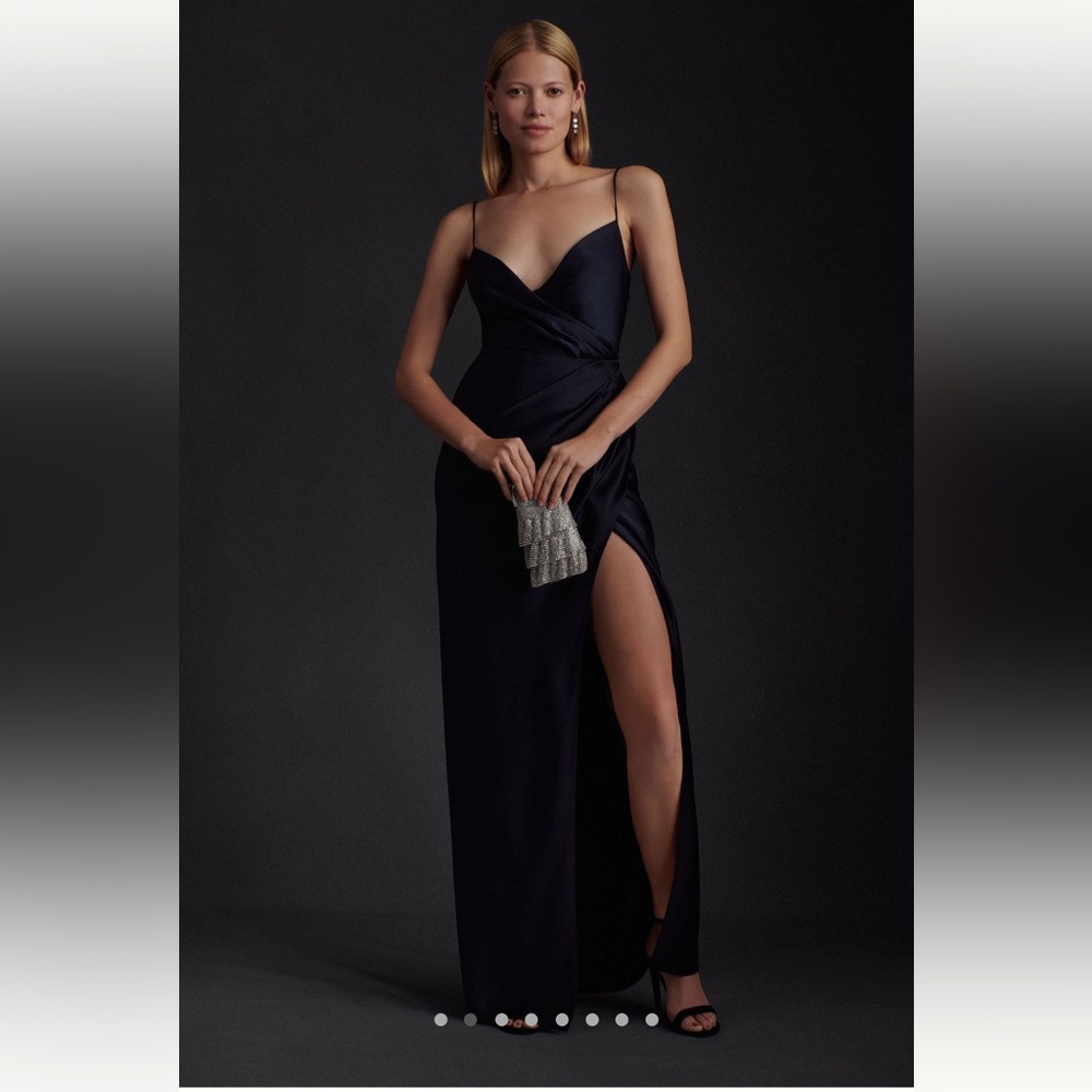 BHLDN Freya Satin Charmeuse Bridesmaid Dress in Navy, NWT